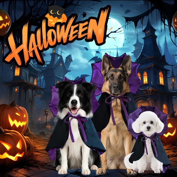 Large Dog Halloween Costume Vampire Cloak Devil Cape for Big Dog Breeds - Picture 6 of 7